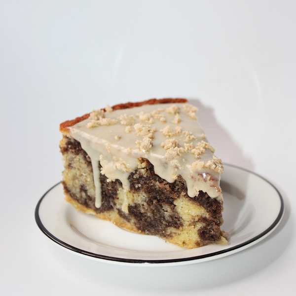 Chocolate Marble Almond Cake with Tahini Glaze - Joyva