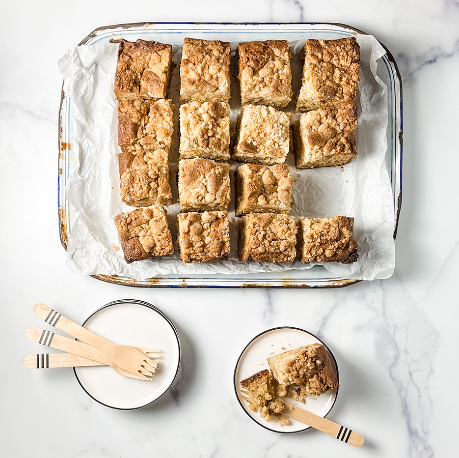 Coffee Cake with Tahini Swirl and Halvah Crumble Joyva
